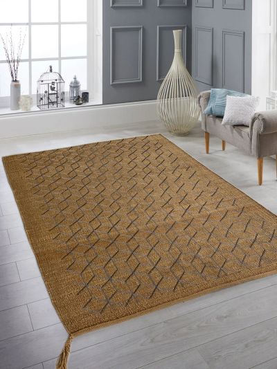 Carpetmantra Gold Jute Carpet 5.10ft X 6.10ft