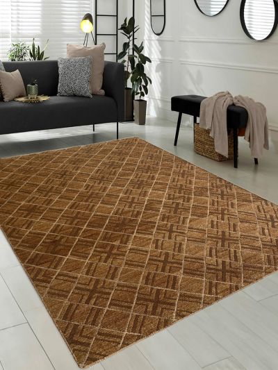 Carpetmantra Gold Jute Carpet 5.10ft X 7.10ft