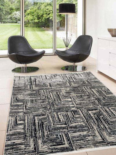 Carpetmantra Black modarn Carpet 6.6ft X 9.9ft