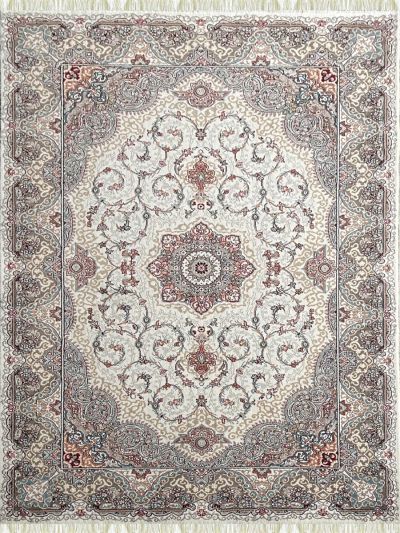 Carpetmantra Irani White Color Traditional Design High Quality Premium Silk Floral Carpet 3.3ft X 5.0ft