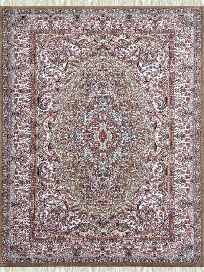 Carpetmantra Irani Beige Color Ground White Color Border Traditional Design High Quality Premium Silk Floral Carpet 3.3ft X 5.0ft