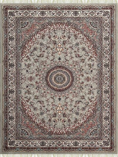 Carpetmantra Irani Grey Color Ground White color Border Traditional Design High Quality Premium Silk Floral Carpet 3.3ft X 5.0ft