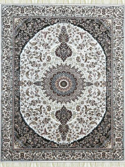 Carpetmantra Irani White Ground White Border Traditional Design High Quality Super Premium Silk Carpet 5ft X 7ft