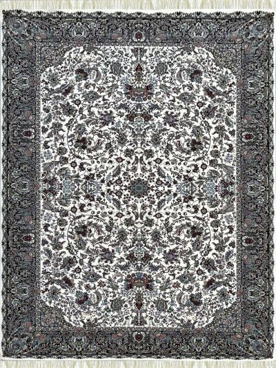 Carpetmantra Irani White Ground White Border Traditional Design High Quality Super Premium Silk Carpet