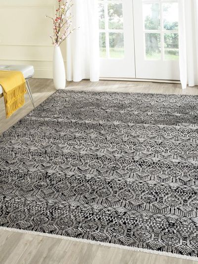 Carpetmantra Black Modern Carpet 6.6ft X 9.9ft 