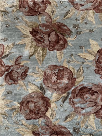 Carpetmantra Hand knotted Bamboo Silk Multi Floral Carpet 5ft x 8ft