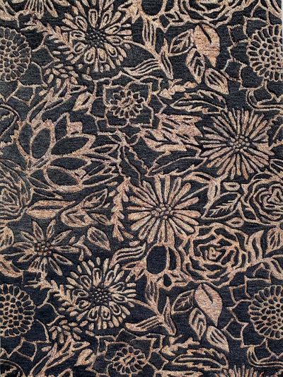 Carpet Mantra Brown Floral Carpet 4.6ft x 6.6ft 