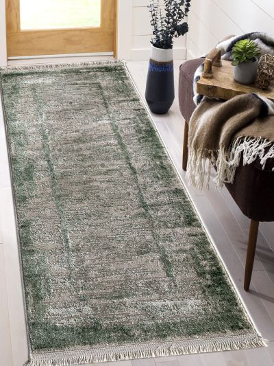 Carpetmantra Green Color Modern Design Runner Carpet 2ft X 5ft 