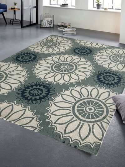 Carpet Mantra Grey & White Color Traditional Design 100% New Zealand Wool Handmade Floral Carpet 7.6ft x 9.6ft 