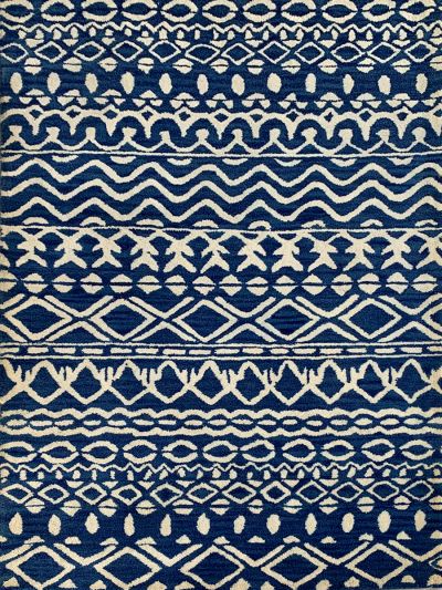 Carpet Mantra Blue & White Color Traditional Design 100% New Zealand Wool Modern Handmade Carpet 3.6ft x 5.6ft 