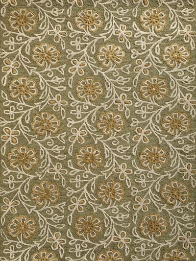 Carpet Mantra Green & White Color Traditional Design 100% New Zealand Wool Floral Handmade Carpet 5.0ft x 7.6ft 