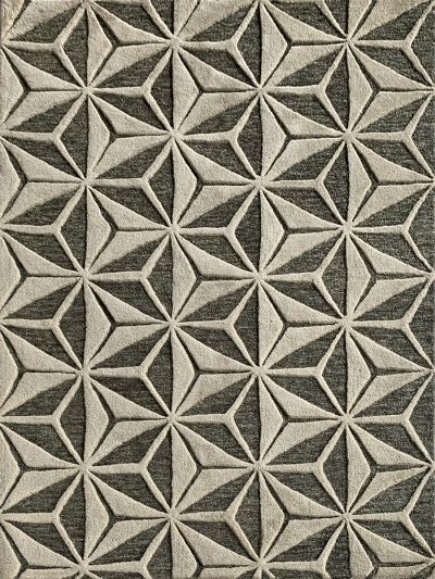 Carpet Mantra Dark Grey & White Color Geometrical Modern Design 100% New Zealand Wool Carpet 4.6ft x 6.6ft 