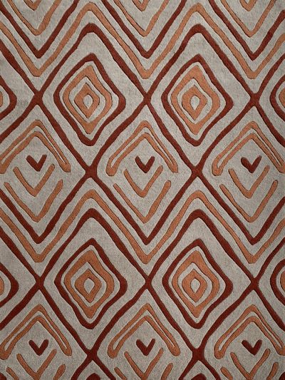 Carpet Mantra White & Rust Color  Modern Design 100% New Zealand Wool Handmade Carpet 4.6ft x 6.6ft 