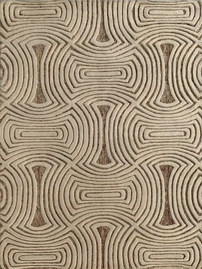 Carpet Mantra Beige & White Color Modern Design 100% New Zealand Wool Handmade Carpet 4.6ft x 6.6ft 