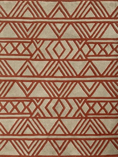 Carpet Mantra White & Red Color Traditional Modern Design 100% New Zealand Wool Handmade Carpet 4.6ft x 6.6ft 