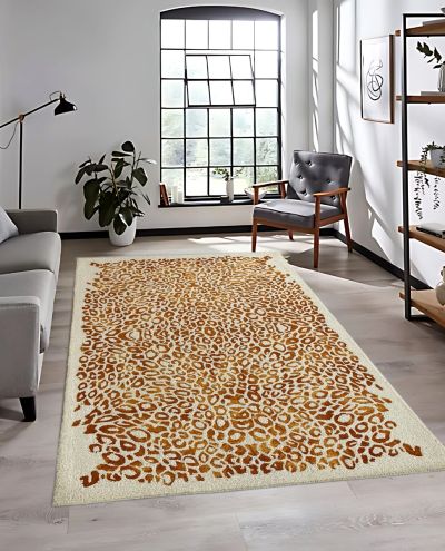 Carpet Mantra Orange Color Modern Design 100% New Zealand Wool Handmade Carpet 5.0ft X 8.0ft