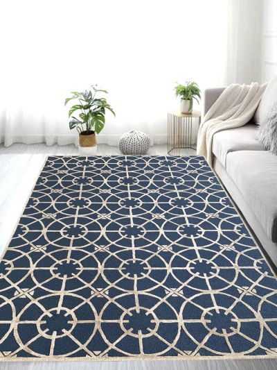 Carpet Mantra Blue Color Modern Design Handmade Carpet 6.0ft X 9.0ft 