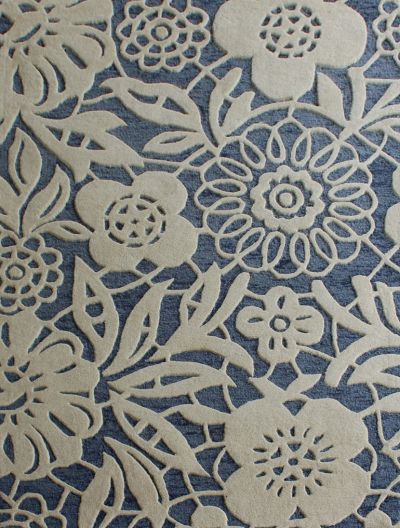 Carpetmantra Blue Floral Carpet 4ft X 6ft