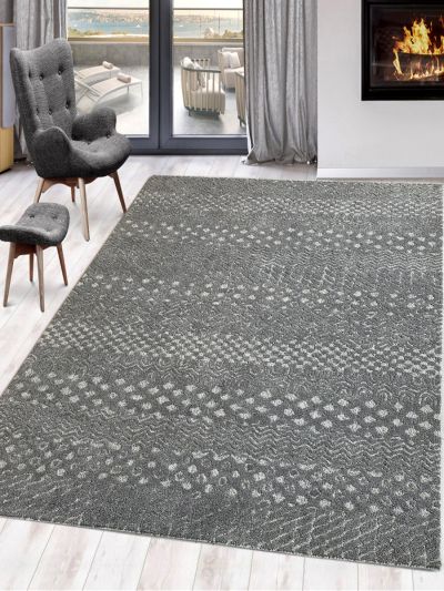 Carpetmantra Grey Color Modern Design 100% New Zealand Wool Handmade Carpet 5ft x 8ft 