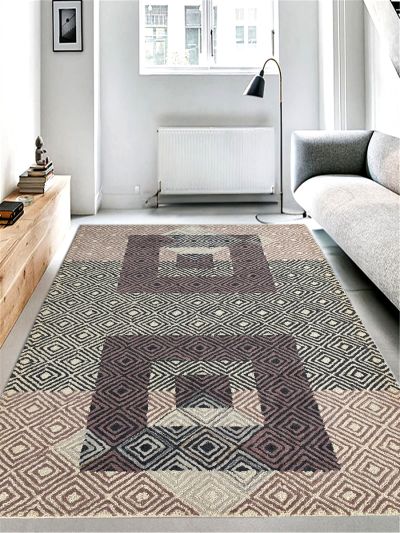 Carpetmantra Multi Color Modern Design 100% New Zealand Wool Handmade Carpet 5ft x 8ft 