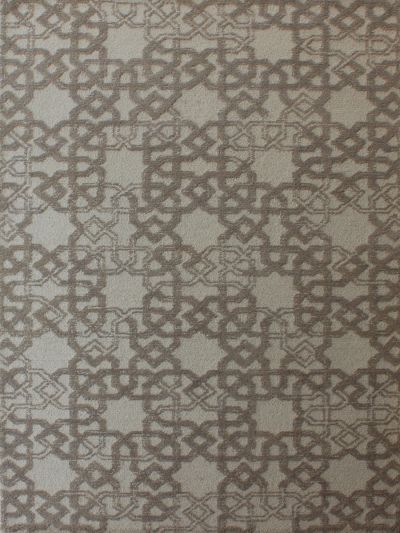 Carpetmantra Beige & White Color Modern Design 100% New Zealand Wool Handmade Carpet 5ft x 8ft 