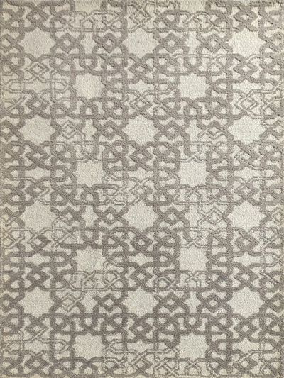 Carpetmantra Beige & White Color Modern Design 100% New Zealand Wool Handmade Carpet 5ft x 8ft 