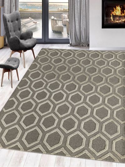 Carpetmantra Grey Color Modern Design 100% New Zealand Wool Handmade Carpet 5ft x 8ft