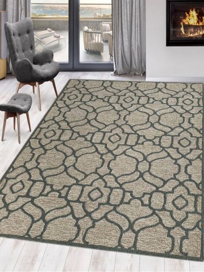 Carpetmantra Beige Color Modern Design 100% New Zealand Wool handmade Carpet 5ft x 7ft 