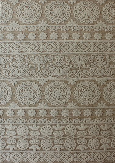 Carpetmantra Beige Color Floral Design 100% New Zealand Wool Handmade Carpet 5ft X 8ft  