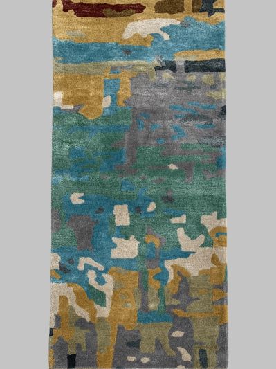 Carpetmantra Multi Color Wool & Viscose Mix  Handmade Runner Carpet 2ft X 6ft 