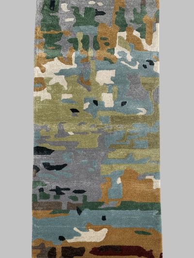 Carpetmantra Multi Color Wool & Viscose Mix  Handmade Runner Carpet 2ft X 6ft 