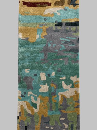 Carpetmantra Multi Color Wool & Viscose Mix  Handmade Runner Carpet 2ft X 6ft245