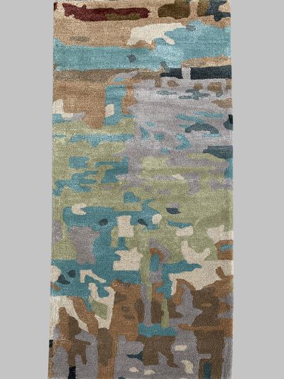 Carpetmantra Multi Color Wool & Viscose Mix  Handmade Runner Carpet 2ft X 6ft 