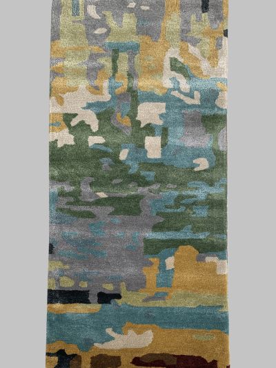 Carpetmantra Multi Color Wool & Viscose Mix  Handmade Runner Carpet 2ft X 6ft  