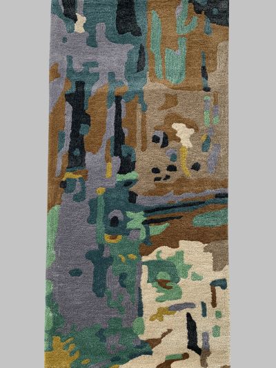 Carpetmantra Multi Color Wool & Viscose Mix  Handmade Runner Carpet 2ft X 6ft  12451