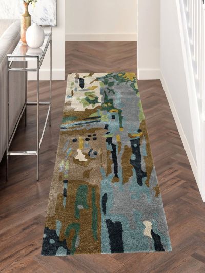 Carpetmantra Multi Color Wool & Viscose Mix  Handmade Runner Carpet 2ft X 6ft  21544