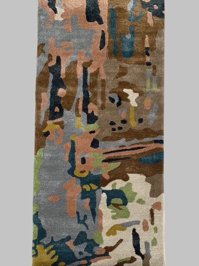 Carpetmantra Multi Color Wool & Viscose Mix  Handmade Runner Carpet 2ft X 6ft  1254