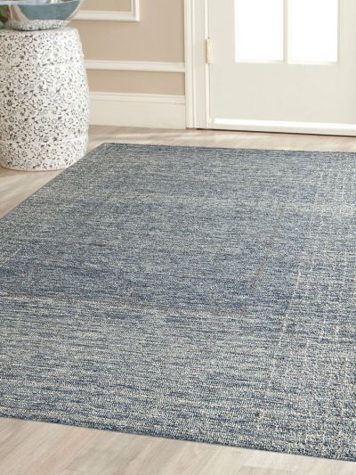 Carpetmantra Blue Color Modern Design 100% Wool Handmade Carpet 5ft X 8ft