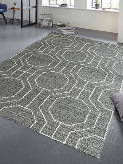 Carpetmantra Grey Color Modern Design 100% Wool Handmade Carpet 5ft X 8ft