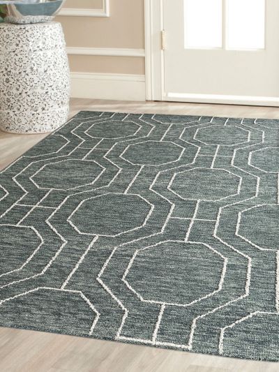 Carpetmantra Green Color Modern Design 100% Wool Handmade Carpet 5ft X 8ft