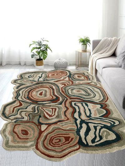 Carpetmantra Multi Color Modern Design Wool And Viscose Mix Thick Pile Handmade Carpet 4ft X 6ft  