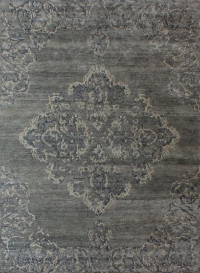 Carpetmantra Hand knotted Bamboo Silk Designer Grey Carpet 5.7ftx7.10ft 