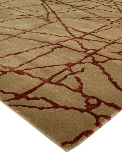 Carpetmantra Hand knotted Designer Gold Carpet 5.0ftx7.0ft