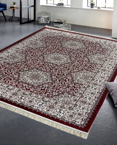 Carpetmantra Red Color Ground Beige color Border Super Fine Persian Design Traditional Carpet