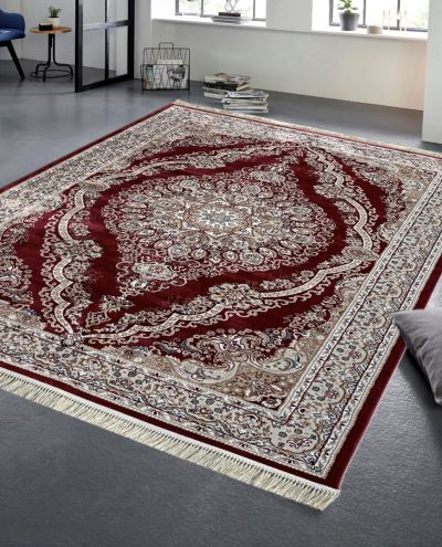 Carpetmantra Red Color Ground Beige Border Super Fine Persian Design Traditional Carpet