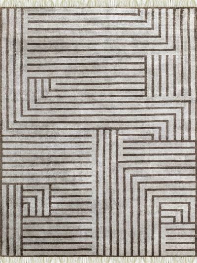 Carpetmantra Bamboo Silk Handmade Beige Carpet 5.7ft X 7.8ft