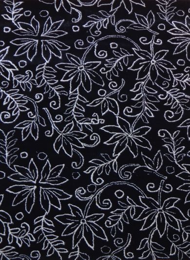 Carpet Mantra Black & White Color Floral Design 100% New Zealand Wool Handmade Designer Carpet 5 ft X 8 ft 