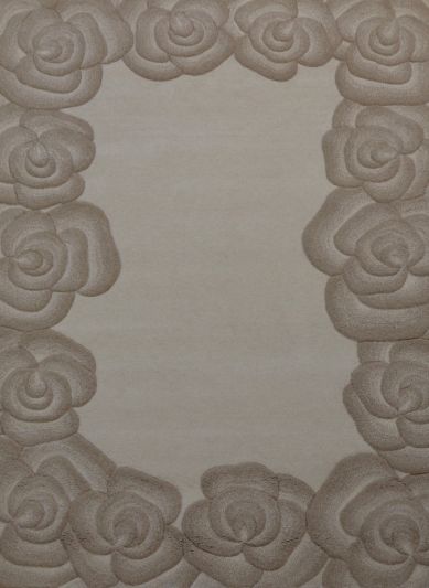 Carpet Mantra Beige & White Color Floral Design 100% New Zealand Wool Handmade Designer Carpet 5 ft X 8 ft  