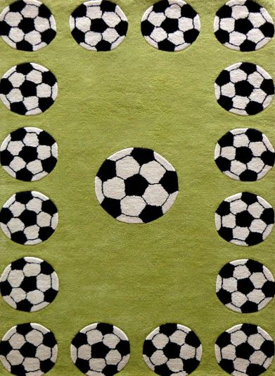 Carpetmantra Green Color Modern Design 100% New Zealand Wool Handmade Ball Carpet 4.6ft X 6.6ft 