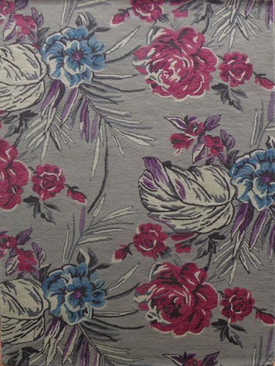 Carpet Mantra Grey & Pink Color Floral Design 100% New Zealand Wool Handmade Carpet 4.6ft x 6.6ft 